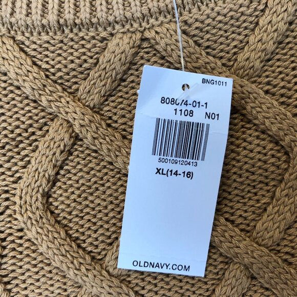 NWT Old Navy Woman's Cable Knit Sweater Size XL (14-16) Brown 100% Cotton - Picture 5 of 13